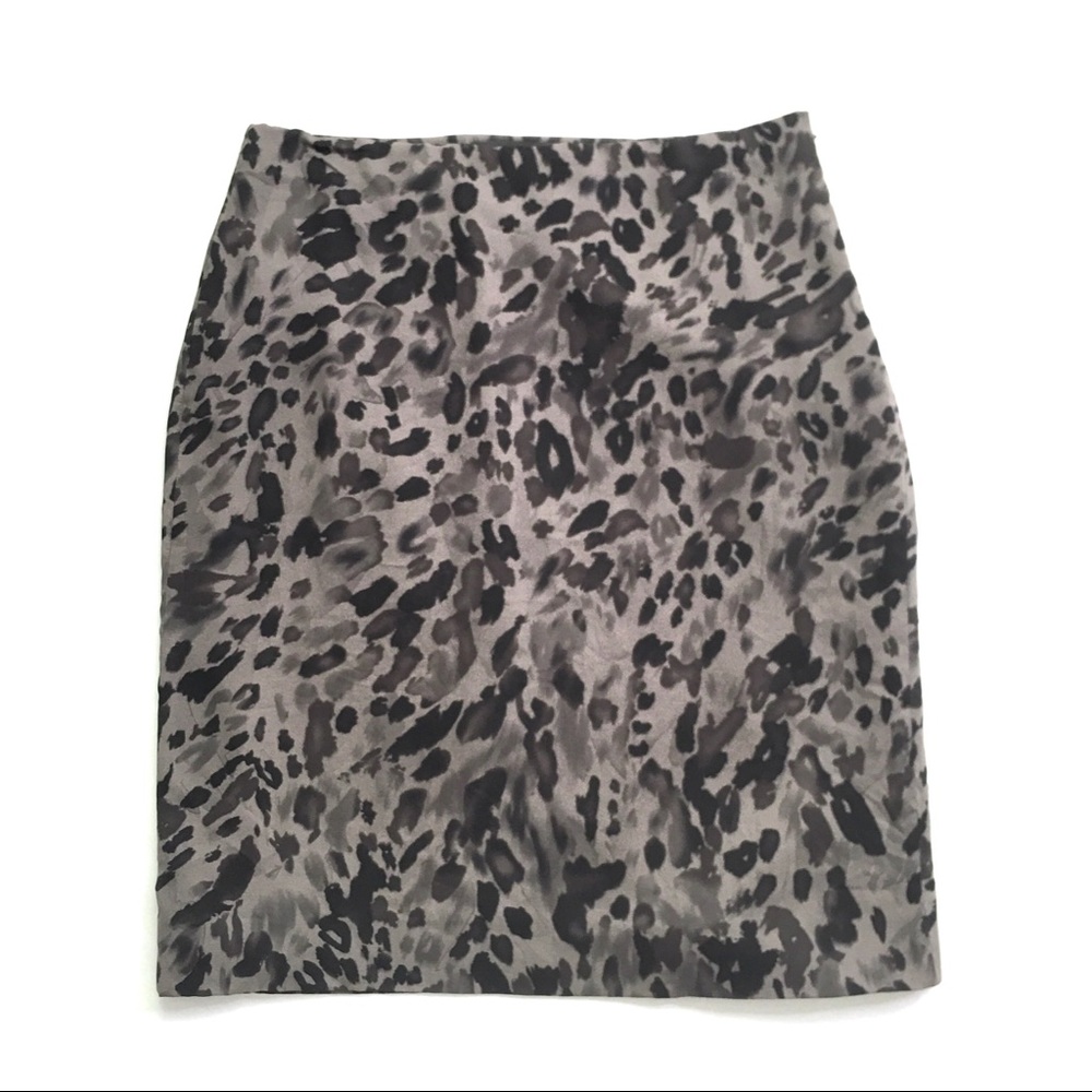 Ann Taylor Leopard Print Stretch Silk Skirt Sz 2